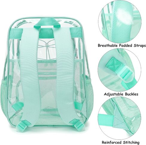 Clear School Backpack for Girls Women, Kids Teens Heavy Duty See Through College Bookbag Transparent School Bag (Mint Green) in Saudi Arabia