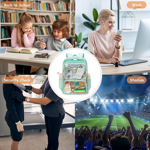 Clear School Backpack for Girls Women, Kids Teens Heavy Duty See Through College Bookbag Transparent School Bag (Mint Green) in Saudi Arabia