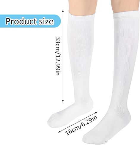 2 Pairs Compression Socks for Women & Men-Knee High Compression Stockings,Casual Solid Colors Fashion Breathable Tube Socks,Good Support for Running Athletic Cycling(Black/White) in Saudi Arabia