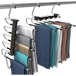 Utopia Home Pants Hangers Space Saving 2 Pack - Space Saving Hangers Or Closet Organizer for Clothes, Scarf, Pants & Skirt with S-Type Stainless Steel Hook & Anti-Slip Design (Black)