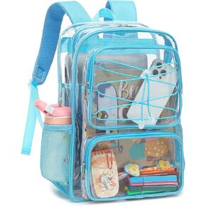 Clear School Backpack for Girls Women, Kids Teens Heavy Duty See Through College Bookbag Transparent School Bag (Mint Green)
