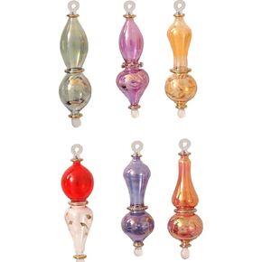 CraftsOfEgypt Set of 6 Egyptian Hand Blown Glass Christmas Ornaments Vintage Style for The Tree