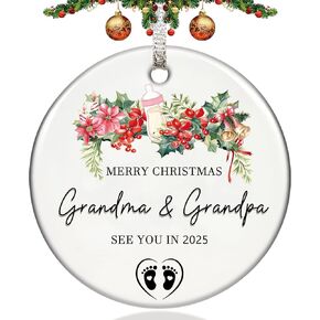 Christmas Ornaments 2024,Grandparents Gifts Merry Christmas Grandma and Grandpa See You in 2025 Expecting Baby Promoted New Grandparents to Be Pregnancy Announcement Great Gift First Time Idea Decor