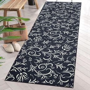 Arttown Boho Runner Rug, 2'x 6' Black Area Rug Non Slip Hallway Rug Indoor Floor Mat for Bathroom Kitchen Bedroom Decoration