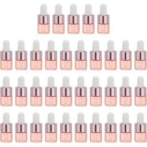 PATIKIL 1ml Glass Dropper Bottle, 35Pcs Leakproof Essential Oils Sample Liquid Perfume Container with Eye Dropper Label Funnel for Storage Home Travel, Pink