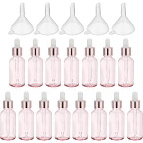 PATIKIL 30ml Glass Dropper Bottle, 15Pcs Leakproof Eye Dropper Essential Oils Sample Liquid Perfume Container with Funnel for Storage Home Travel, Pink