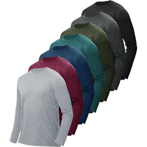 7 Pack Long Sleeve Shirts for Men - Dry Fit Moisture Wicking Sun Protection UV UPF T-Shirts for Fishing Workout Gym