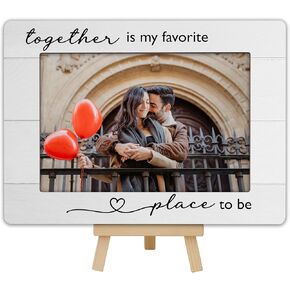 4x6 Couple Picture Frame, Valentine Wedding Gifts Wooden Photo Frame with Easel, Love Engagement Picture Frame for Tabletop Display - B04