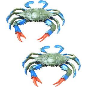Framendino, 2 Pack Artificial Plastic Realistic Crab Decor Sea Life Animals Model Blue