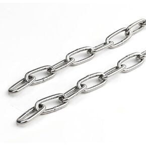 2 Pcs 5/32" x 20 Inch Link Chain 304 Stainless Steel Coil Chain for Home, Outdoor, Camping, Pet Towing, Holiday Lights, 4MM