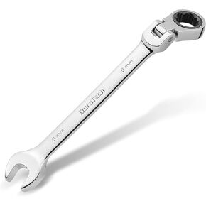 DURATECH Flex-Head Ratcheting Wrench Set, Combination Wrench Set, 72 Tooth, Metric, 12-piece, Size Covers 8-19mm, CR-V Steel, with Rolling Pouch