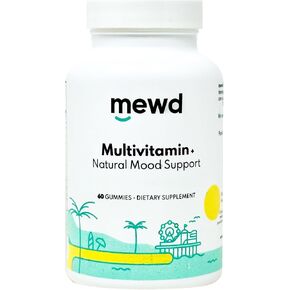 MEWD Adult Daily Multivitamin Gummy which Includes L-Theanine, Iron, Essential Vitamins, Vegan, Gluten Free, 60 Count