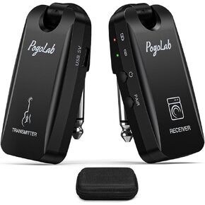POGOLAB 5.8GHz Wireless Guitar System, Rechargeable Wireless Guitar Transmitter Receiver with 3.5 mm Headphone Adapter & Storage Bag, Digital Audio Wireless System for Electric Guitars Bass
