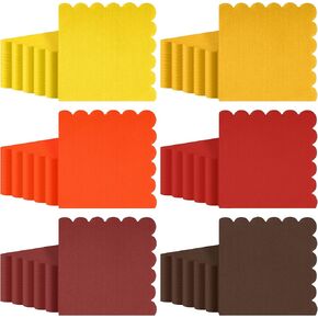 durony 150 Pack Scalloped Napkins 5 x 5 Inch Disposable Paper Napkins Gradient Color Napkins with Scalloped Edges for Dinner Wedding Birthday Party Supplies, Autumn Color