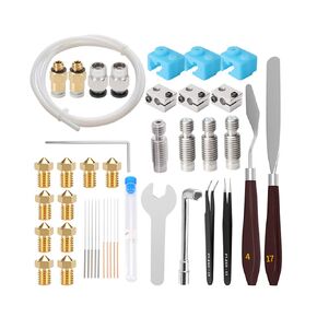 42Pcs 3D Printer M6 Nozzles Tool kit, 1 Titanium Heatbreak + Nozzle 0.4mm + Heater Block w/Silicone Sock + Cleaning Needle Compatible with 1.75mm Prusa i3 MK3 MK3S V6 Extruder Hotend