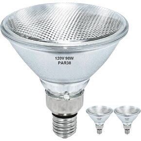 PAR38 Halogen Flood Light Bulbs 2 Pcs, 90W Equivalent, 120V, E26 Base, 2700K Warm White Light for Indoor and Outdoor