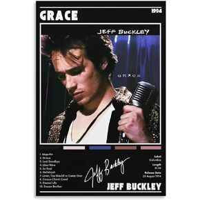 ملصق SACCVH Jeff Buckley Grace ملصق قماشي جداري لوحة فنية تزيينية لغرفة المعيشة وغرفة النوم هدية تزيين بدون إطار مقاس 12 × 18 بوصة (30 × 45 سم) in Saudi Arabia
