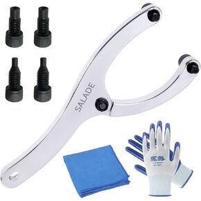 Heavy Spanner Wrench,Adjustable Gland Nut Wrench,for Removing Hydraulic Cylinder,Equipped with 1/4" and 5/16" and 2/5" Pins, Gloves, and Towels