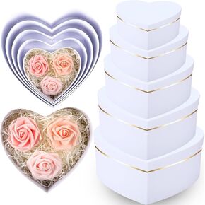 Harloon 5 Pcs Heart Shaped Flower Boxes for Arrangements Black Gift Boxes Heart Box with Lids for Bridesmaid Proposal Wedding Valentine's Day Birthday Baby Showers Floral Present Packaging