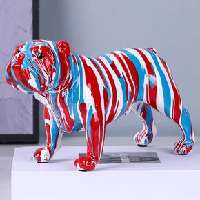 orenm Bulldog Statue Home Decor,Splash Color Graffiti Art Collectible Figurine,Resin Sculptures Crafts Ornaments, Indoor Living Room Office Studio Bookshelf Decor Gifts (A)