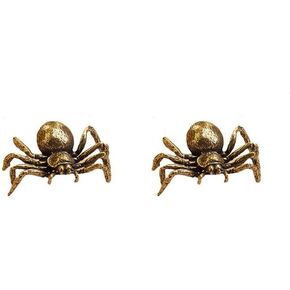 Brass Spider Figurine Feng Shui Statue Animal Sculpture Wealth Good Luck Animal Ornament Spider Home Decoration Copper Retro Office Decor Stuffed Spider