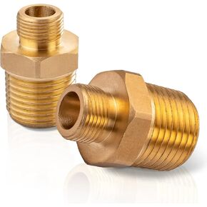 3/8 to 1/2 adapter, Kicimpro Rv Faucet Adapter 1/2 to 3/8 Reducer Brass Pipe Fitting Hex Bushing Faucet Supply Line Adapter for Water Pips 2 Pieces