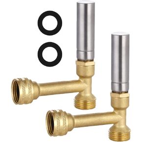 (2 Pack) Lidertik Water Hammer Arrestor for Washing Machine and 3/4 inch Garden Hose, Stainless Steel Chamber and 2 More Washers, Absorb Shock and Reduce Noise LI-XYJSC-BXG(2 PCS)