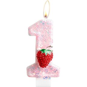 Number 1 Birthday Candles, Macaron 3D Number Candles for Cake Topper with Flower, 1st Birthday Candles Girls Women Sweet Theme Birthday Party Wedding Anniversary Celebration Supplies
