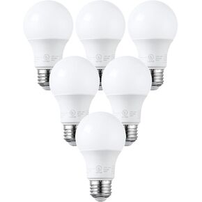 TORCHSTAR A19 LED Light Bulbs 60W Equivalent, UL Listed, 5000K Daylight, Dimmable, 9W, 800lm, Flicker Free, E26 Standard Base LED Bulb for Ceiling Fan, Lamp, 15,000hrs, Pack of 6