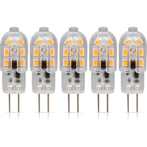 Simba Lighting LED G4 Bulb (5 Pack) 1.5W T4 20W Halogen Replacement 12V AC/DC JC Bi-Pin Base for Accent Lights, Under Cabinet Puck Light, Chandeliers, Track Lighting, Non-Dimmable, Soft White 3000K