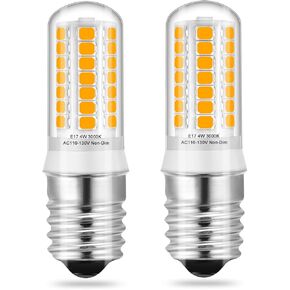 KLG E17 LED Bulbs Dimmable Under Microwave Oven Stove Lights, Daylight 6000K, 40W Incandescent Equivalent, E17 LED Aappliance Bulbs Stove Hood Light, Pack of 2