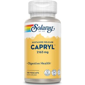 Solaray Capryl | Sustained Release Caprylic Acid | Healthy Gastrointestinal Tract Support | 16 Servings | 100 VegCaps