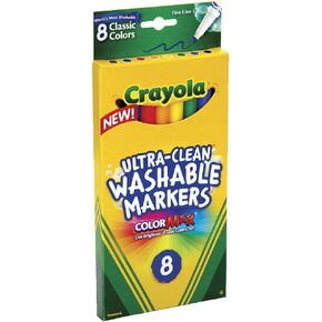 Crayola Ultra-Clean Washable Markers, Color Max, Fine Line Classic Colors 8 Ea (Pack of 3)