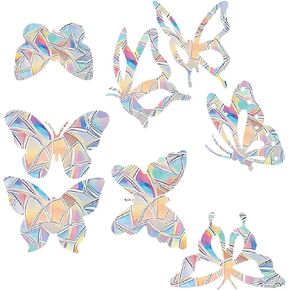 Anti Collision Window Sticker for Bird Strikes, Rainbow Window Decals for Wall Bird Strike Prevention, Rainbow Window Stickers to Save Bird Strikes No Glue Required (Butterfly)