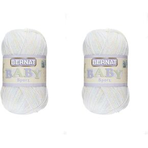 خيوط Bernat Baby Sport BB Baby White - عبوة واحدة بوزن 12.3 أونصة/350 جم - أكريليك - #3 فاتح - 1256 ياردة - حياكة/كروشيه