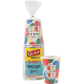 Glad Game Night Twister Disposable Paper Cups | Family Game Night Twister Paper Cups, Classic Board Games Fun, Twister Game Paper Drinking Cups | 12 oz Paper Cups, 20 Count