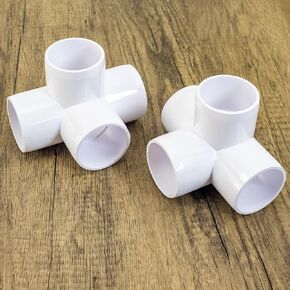 2PCS 1 Inch SCH40 4 Way Cross PVC Connector Elbow Pipe Fitting Coupling White Socket x Socket for Furniture DIY