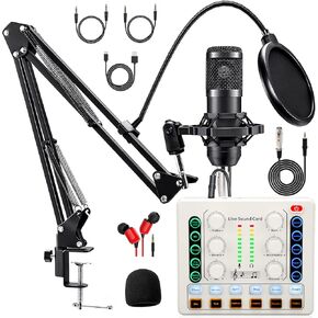sktome Podcast Equipment Bundle for 2, V8s Voice Changer with BM-800 Podcast Microphone Bundle - Studio Condenser Microphone Perfect for Podcasting, Recording, Singing, Streaming and Gaming