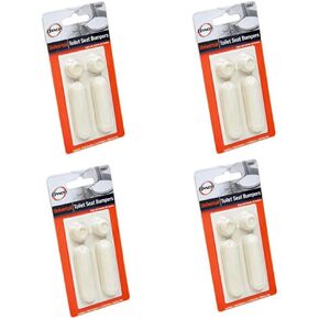DANCO Universal Stick On Toilet Seat Bumpers Kit | Strong Self-Adhesive Pads | Rubber Replacement Bumpers | White | 4 Pack (10062)