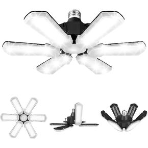 TANBABY 2 Pack LED Garage Lights, Total 30000LM Deformable Best Garage Light Ceiling LED Shop Lights, 150W E26/E27 LED Light Garage Lighting with 6+1 Adjustable Panels Garage Bulb for Basement, Attic