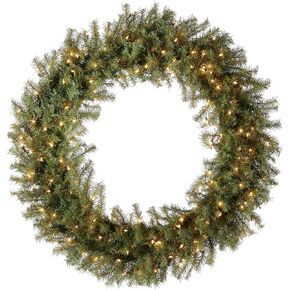 National Tree Company Pre-Lit Artificial Christmas Wreath, Green, Norwood Fir, White Lights, Christmas Collection, 48 Inches
