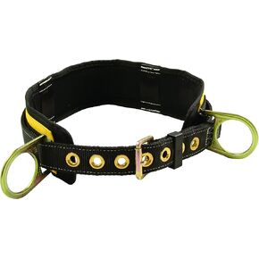 FallTech 7056S Padded Positioning Belt with 2 D-Rings, Black/Yellow, Small