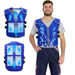 Cooling Vest With 20pcs Ice Packs for Men Women - Ice Cold Vest Adjustable Cool Jacket for Working Hot Weather