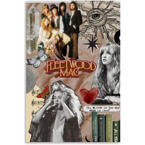 SkVLf ملصق فني عتيق Fleetwood Mac Canvas Collage ملصق فني لوحة زخرفية من القماش وملصقات جدارية وصورة فنية مطبوعة على ملصقات ديكور غرفة النوم العائلية الحديثة 12 × 18 بوصة (30 × 45 سم) in Kuwait