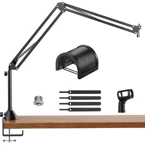 TONOR Microphone Boom Arm, Adjustable Microfono Stand Mic Arm with Extra-large Pop Filter for HyperX Quadcast Blue Yeti Shure SM7B Rode Razer Seiren Mini SoloCast Elgato Wave, Recording Equipment T10 in Kuwait