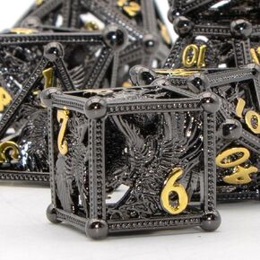 D6 Metal Dice Set, HNCCESG 6 Sided Dice 6 Pieces Solid Metal Game Dice for DND Dungeons and Dragons Role Playing Game RPG Pathfinder Shadowrun Warhammer D&D Accessories Gift (Glitter Blue)