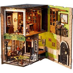 CUTEBEE DIY Book Nook Kit with Dust Proof, Bookshelf Insert DIY Miniature Kit Booknook Bookend Stand Bookcase Model Build Creativity Kit Decor Alley with LED Light (The Secret Rhythm)