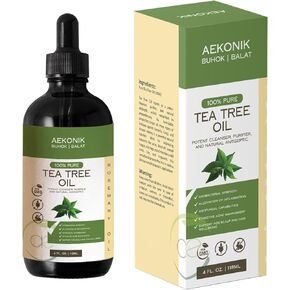 Organic Tea Tree Oil - 100% Pure Tea Tree Essential Oil for Skin Care & Hair Care - Natural Antiseptic, Potent Cleanser & Purifier - Non-GMO Nourishing Oil for Men & Women | 4fl oz (118 ml)