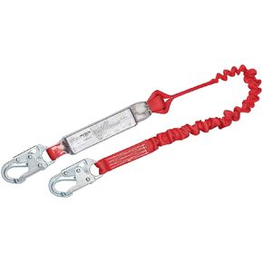 3M Protecta PRO Pack 1341101 6-Foot, Elastic Shock Absorbing Lanyard, Snap Hooks At Each End, 310-Pound Capacity, Red/Gray