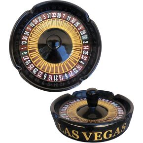 Las Vegas Roulette Wheel Novelty Ceramic Ashtray, Large 5 inches, Black